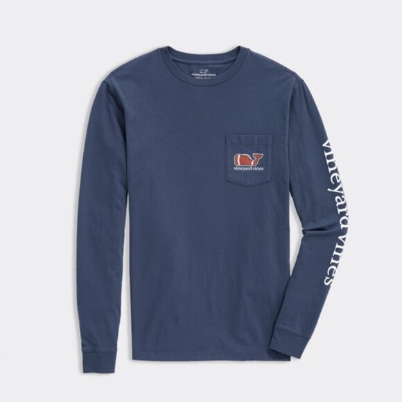 Vineyard Vines Football Whale Long-Sleeve Pocket Tee - Picture 7 of 11
